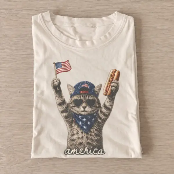 America hotdog cat graphic t shirt sand20america hotdog cat.webp