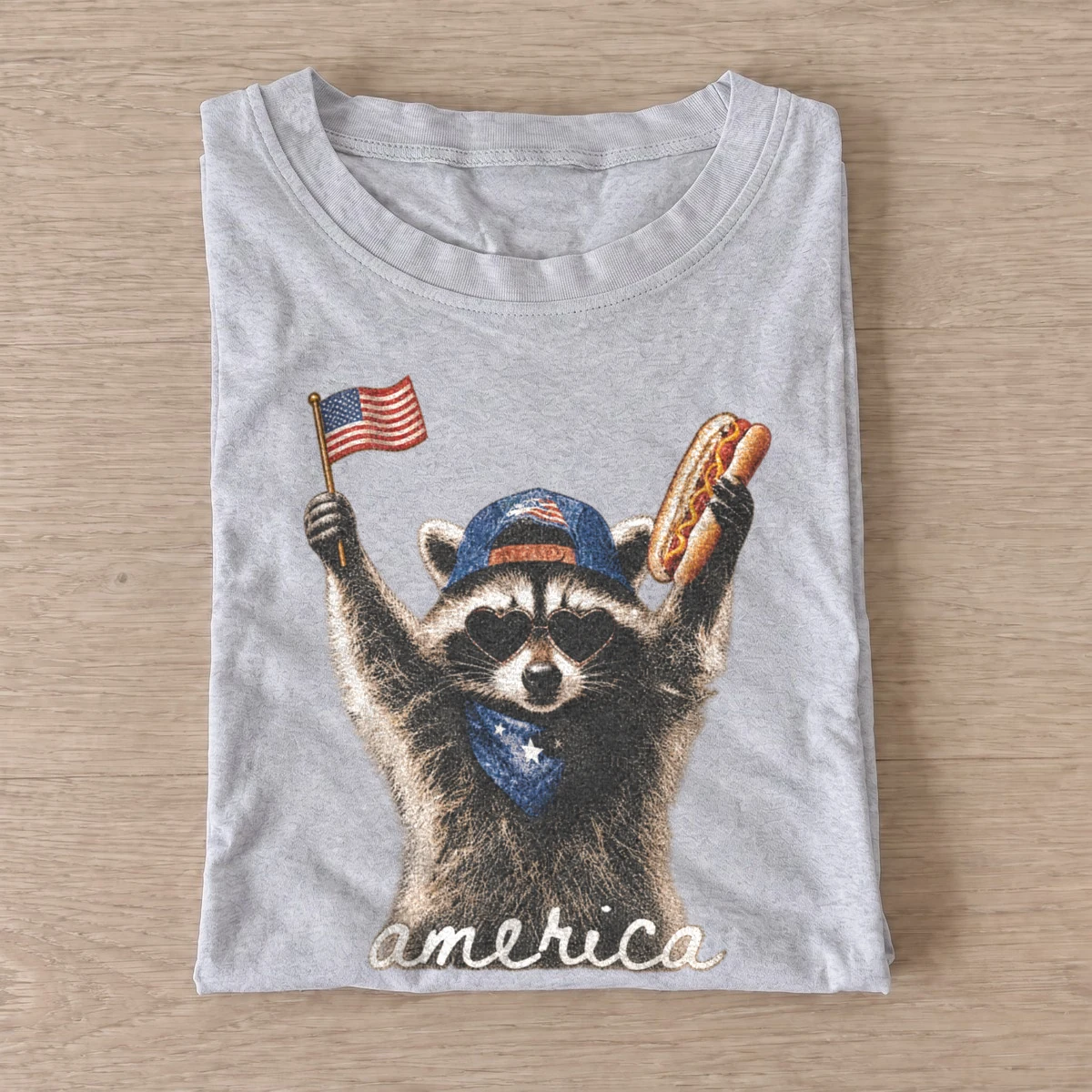 America hotdog raccoon graphic t shirt gray20america hotdog raccoon.webp