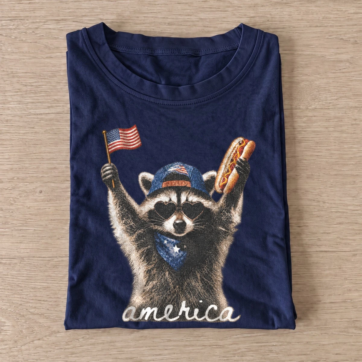 America hotdog raccoon graphic t shirt navy20america hotdog raccoon.webp