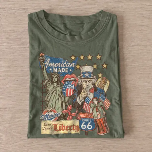 American icon collage graphic t shirt olive20american icon collage.webp