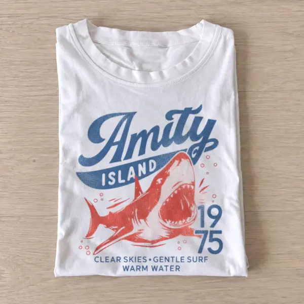 Amity island 1975 shark graphic t shirt white20shark island.webp