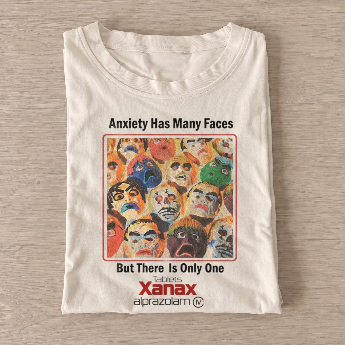 Anxiety has many faces graphic t shirt sand20many faces of anxiety.webp