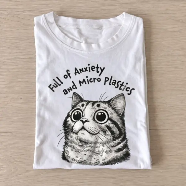 Anxious microplastic cat graphic t shirt white20anxious microplastic cat.webp