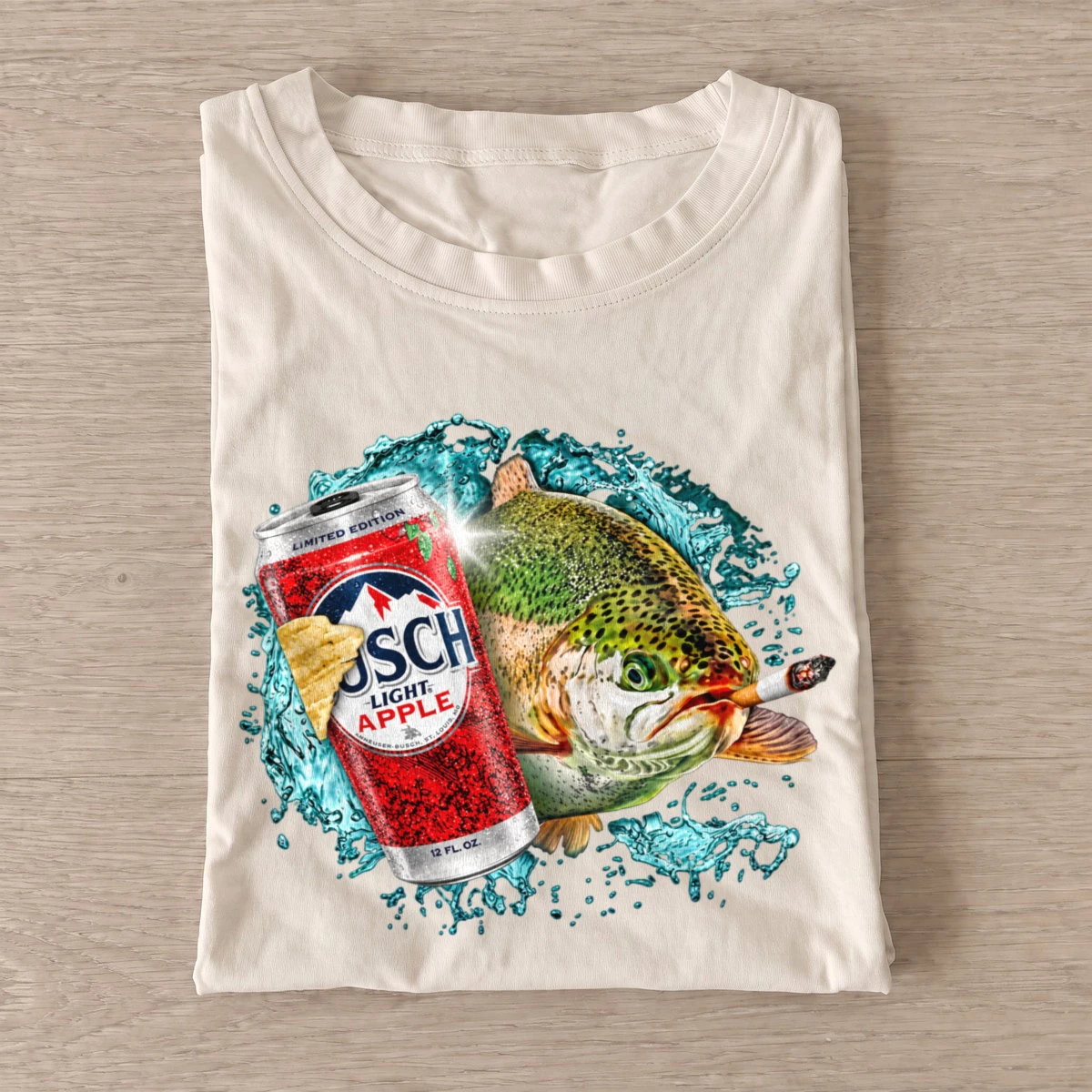 Apple lager rainbow trout t shirt sand20apple lager rainbow trout.webp