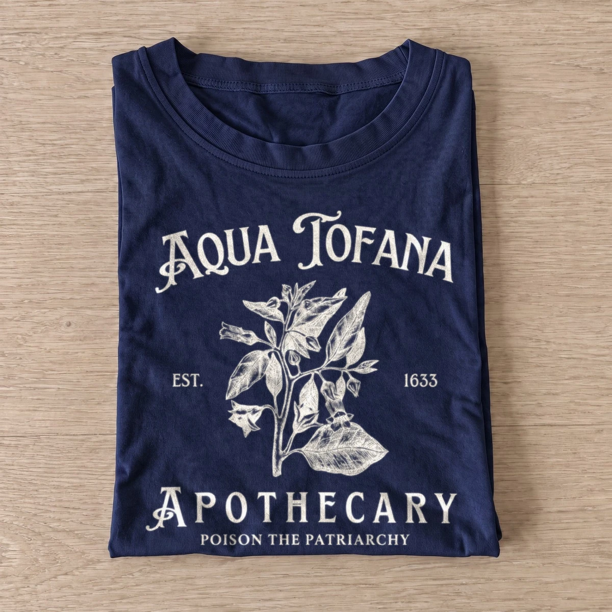 Aqua tofana apothecary poison the patriarchy t shirt navy20poison apothecary.webp