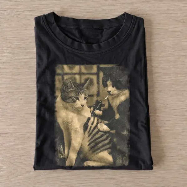 Armed cat duo graphic t shirt black20armed cat duo.webp