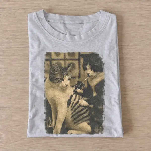 Armed cat duo graphic t shirt gray20armed cat duo.webp