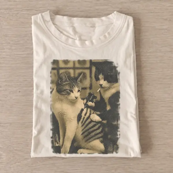 Armed cat duo graphic t shirt sand20armed cat duo.webp