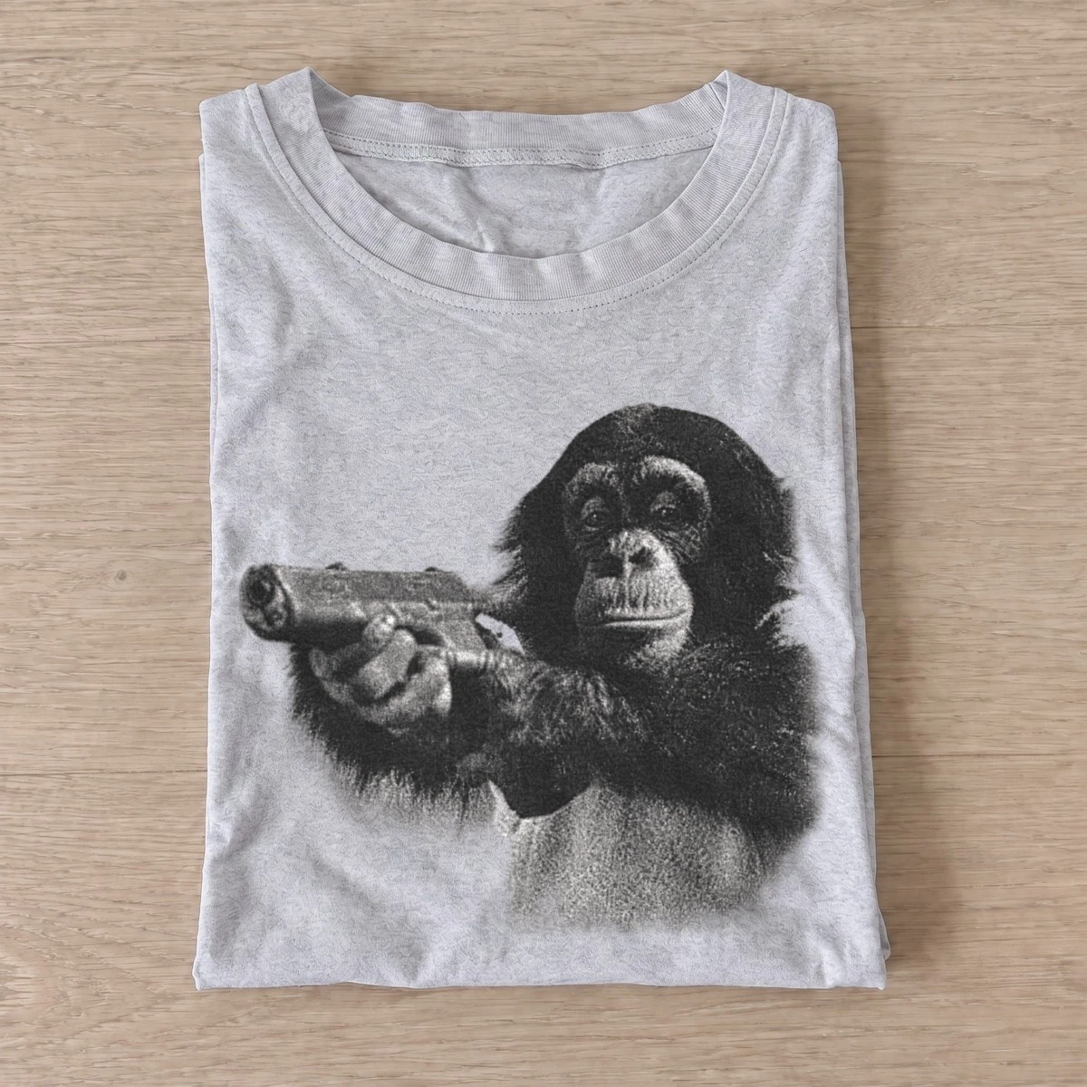 Armed chimpanzee graphic t shirt gray20armed chimpanzee.webp