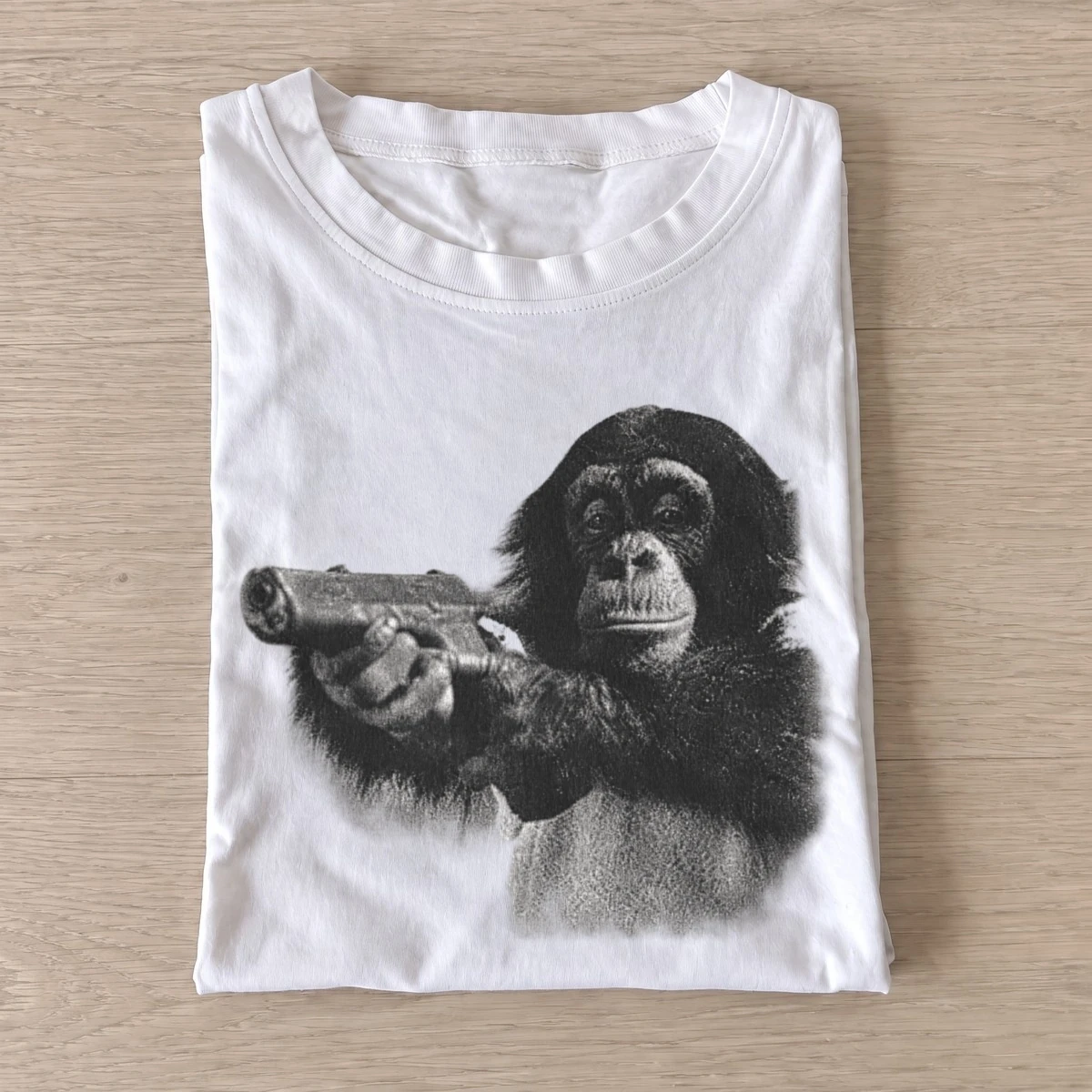 Armed chimpanzee graphic t shirt white20armed chimpanzee.webp