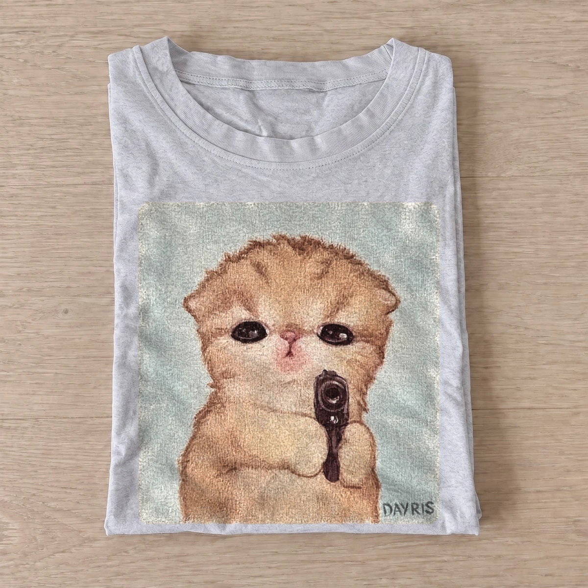 Armed kitten graphic t shirt gray20armed kitten.webp