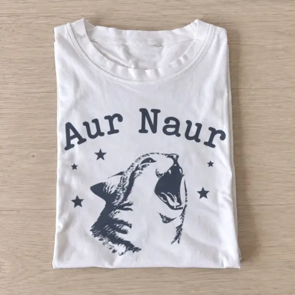 Aur naur screaming cat t shirt white20aur naur cat.webp