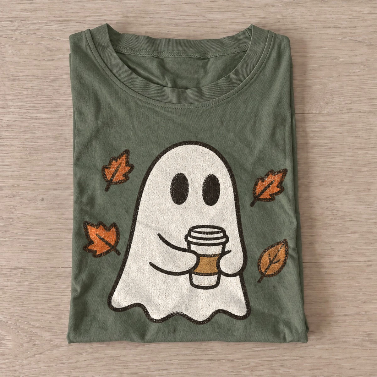 Autumn coffee ghost t shirt olive20autumn coffee ghost.webp