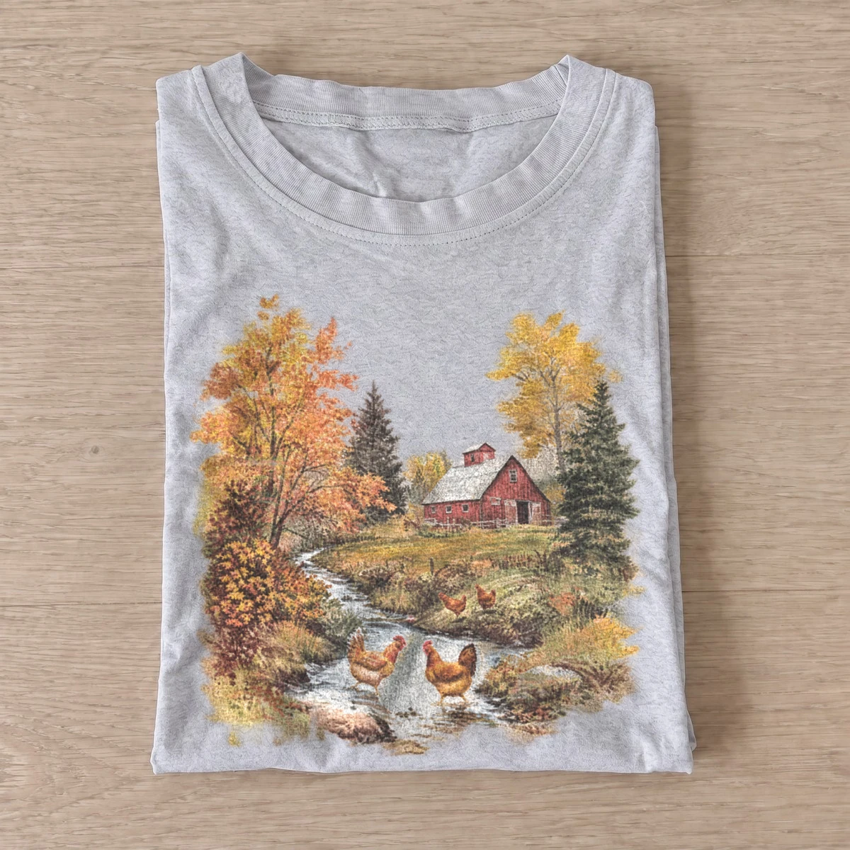 Autumn farm chickens t shirt gray20autumn farm chickens.webp