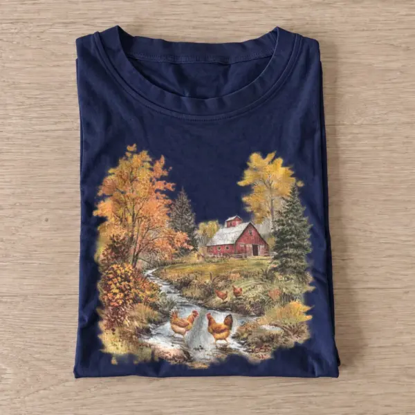 Autumn farm chickens t shirt navy20autumn farm chickens.webp