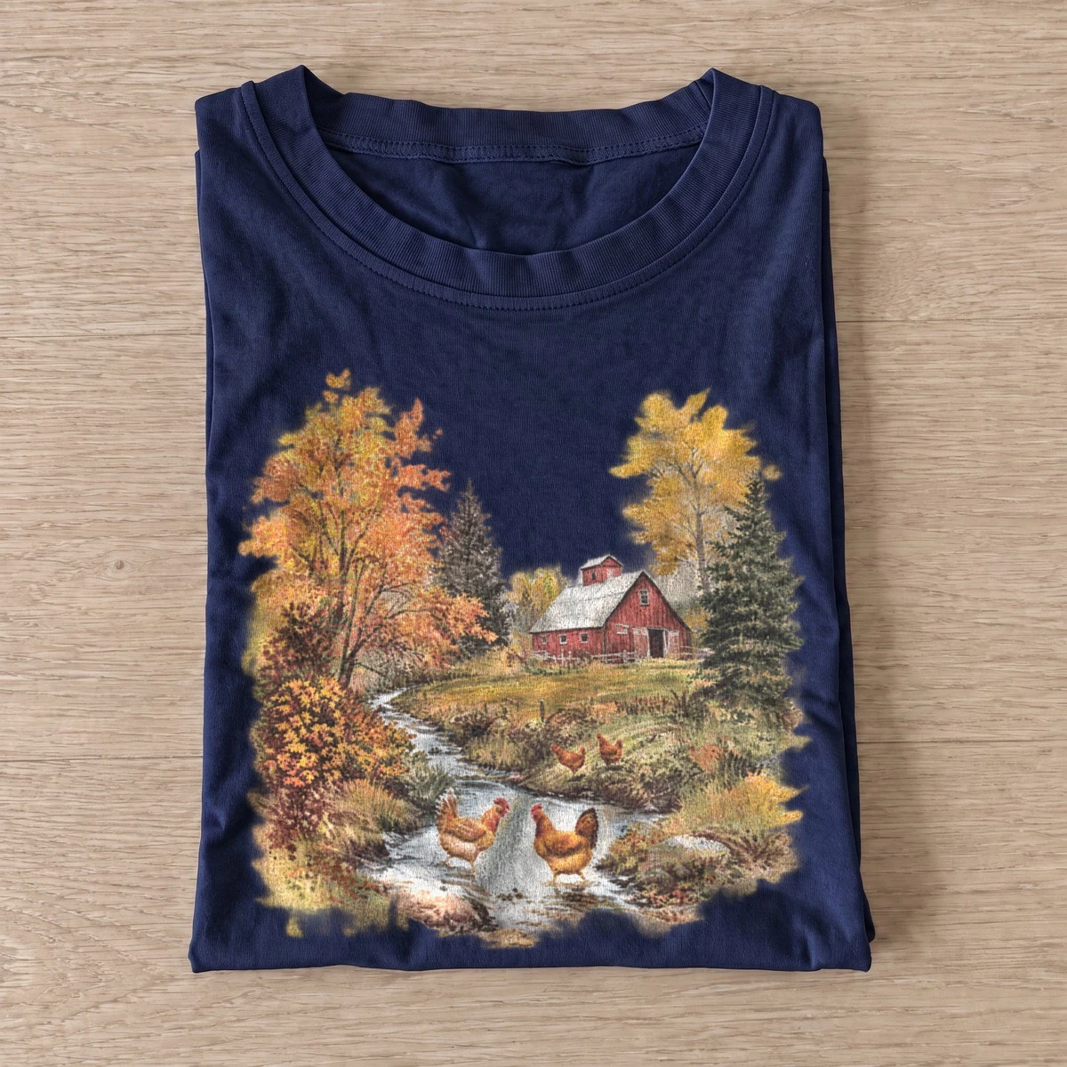 Autumn farm chickens t shirt navy20autumn farm chickens.webp