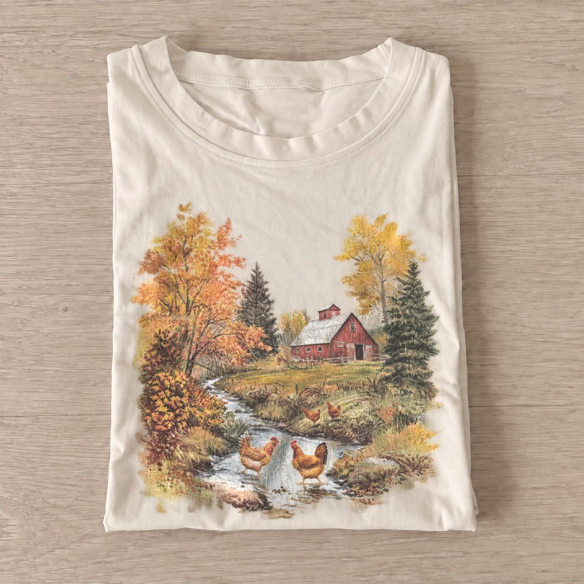 Autumn farm chickens t shirt sand20autumn farm chickens.webp