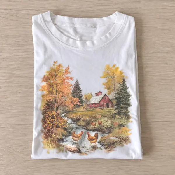 Autumn farm chickens t shirt white20autumn farm chickens.webp