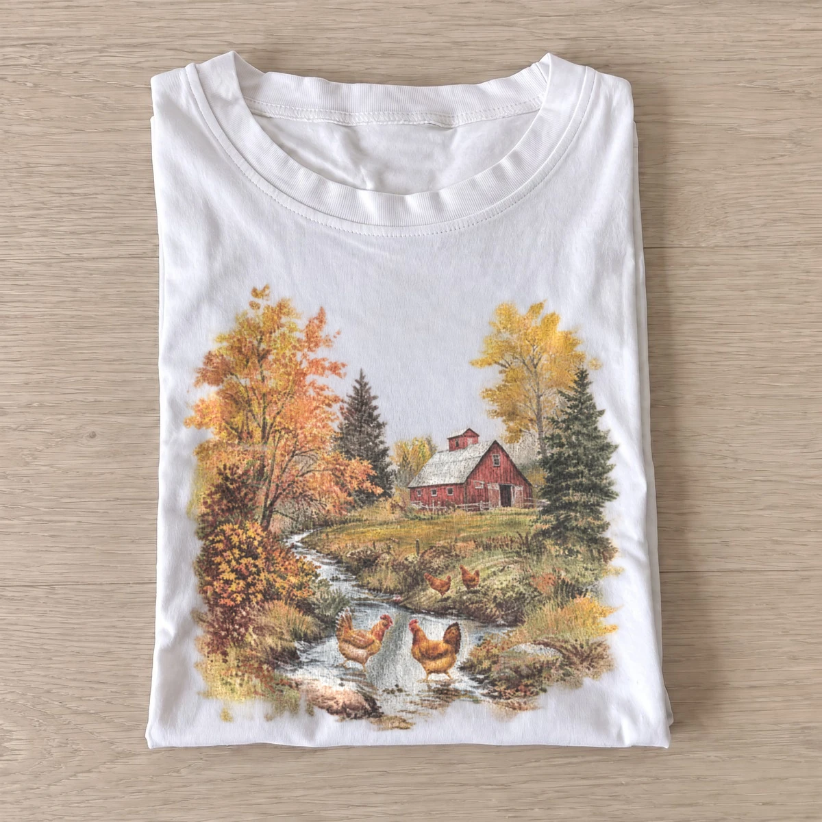 Autumn farm chickens t shirt white20autumn farm chickens.webp