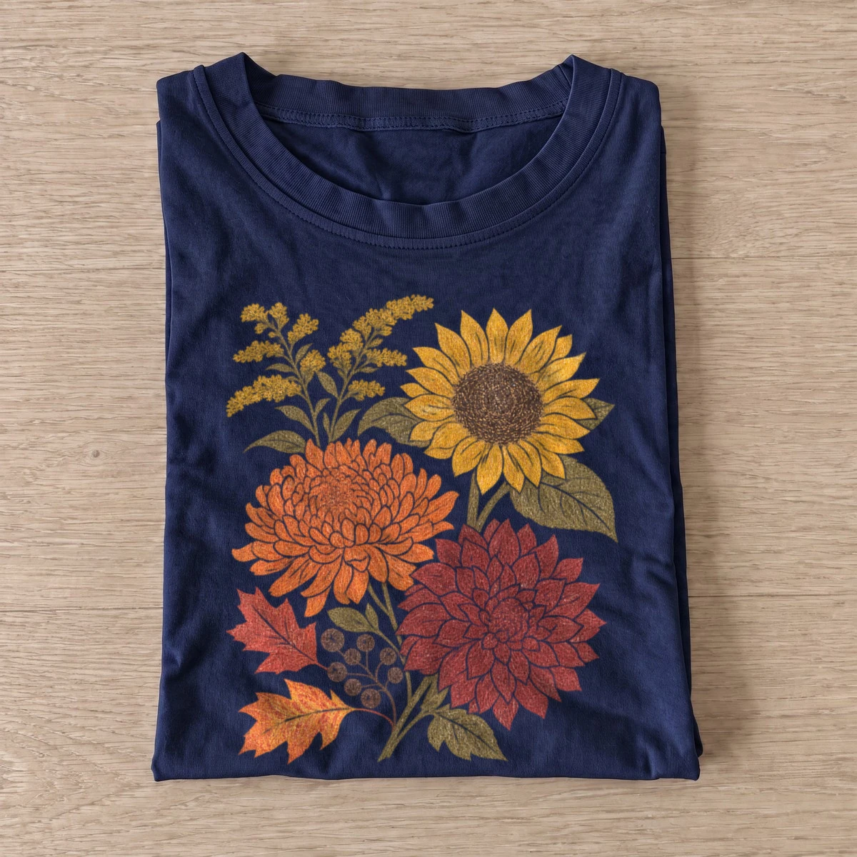 Autumn flower bouquet t shirt navy20autumn flower bouquet.webp