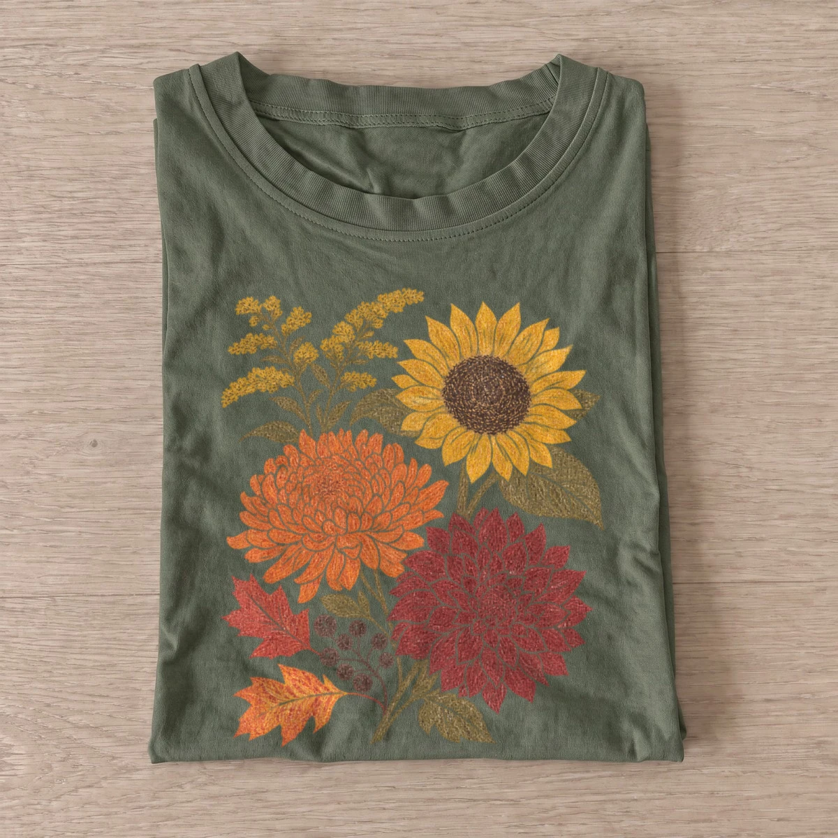 Autumn flower bouquet t shirt olive20autumn flower bouquet.webp