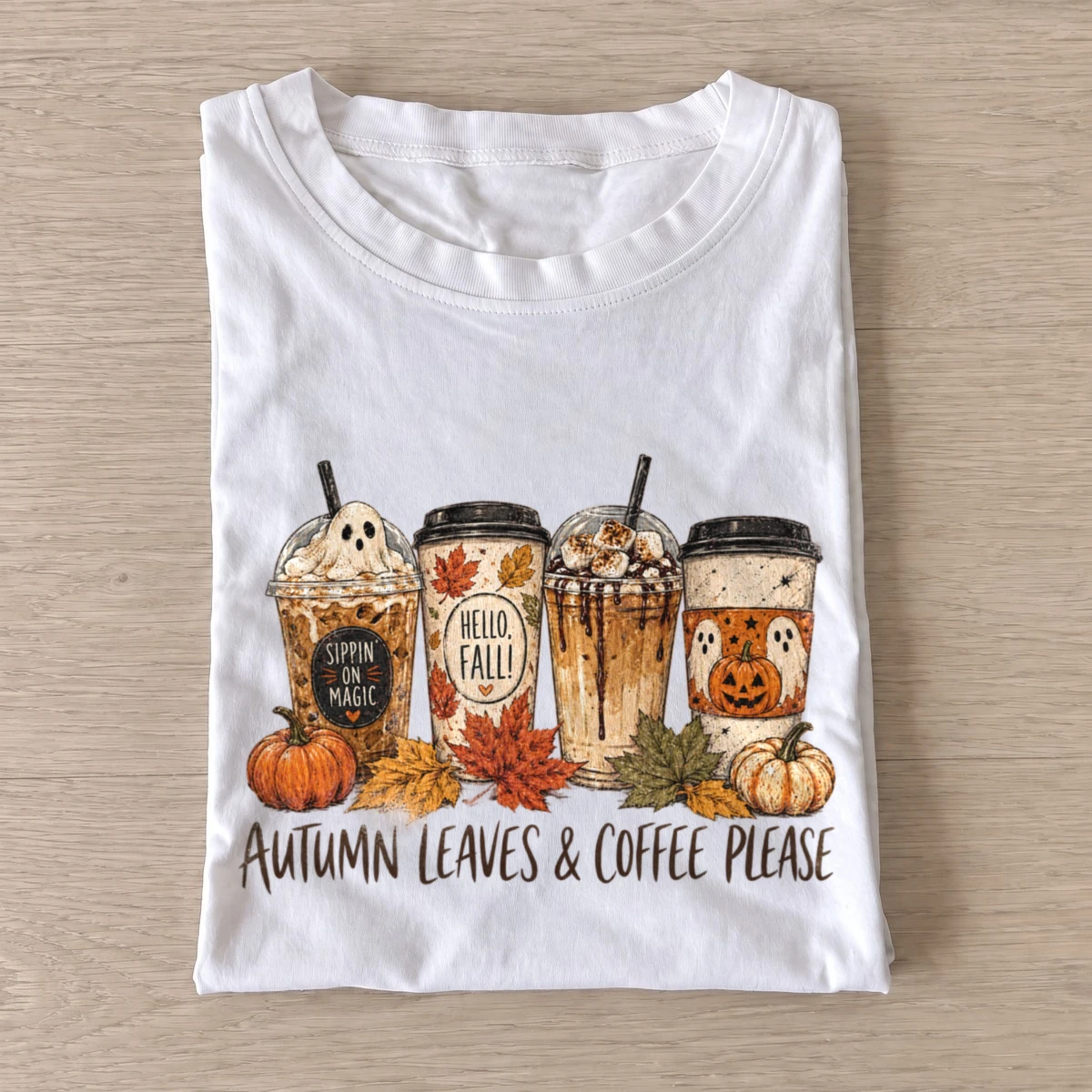 Autumn leaves coffee flight t shirt white20autumn coffee flight.webp