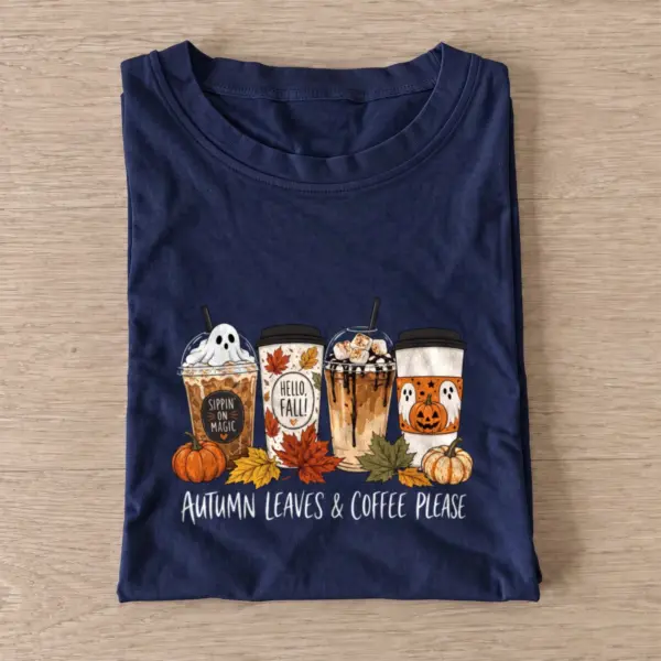 Autumn leaves coffee please t shirt navy20autumn leaves coffee please.webp