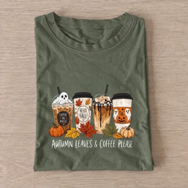 Autumn leaves coffee please t shirt olive20autumn leaves coffee please.webp