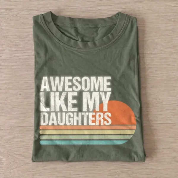 Awesome like my daughters retro sunset t shirt olive20awesome daughters.webp