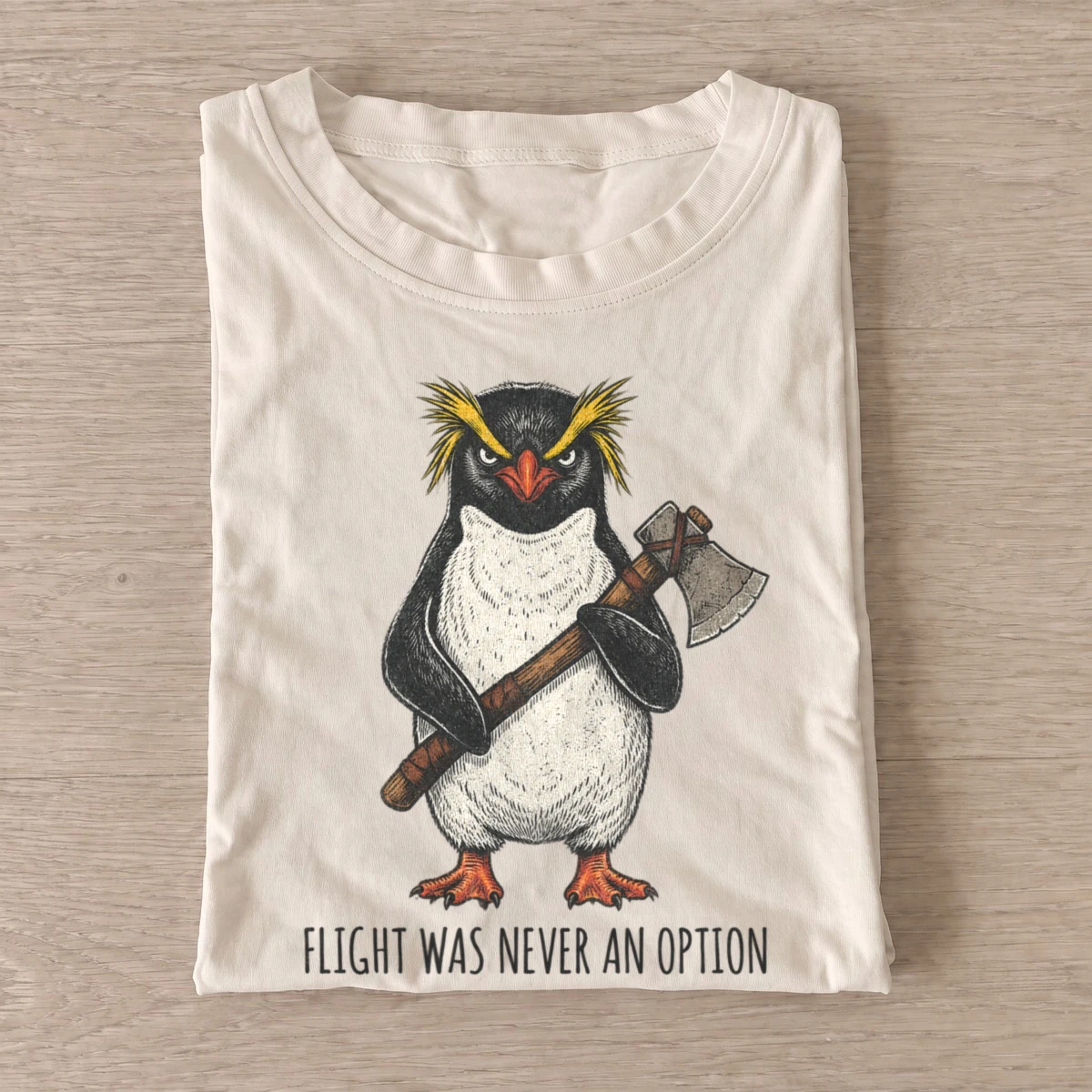 Axe wielding penguin flight was never an option t shirt sand20axe wielding penguin.webp