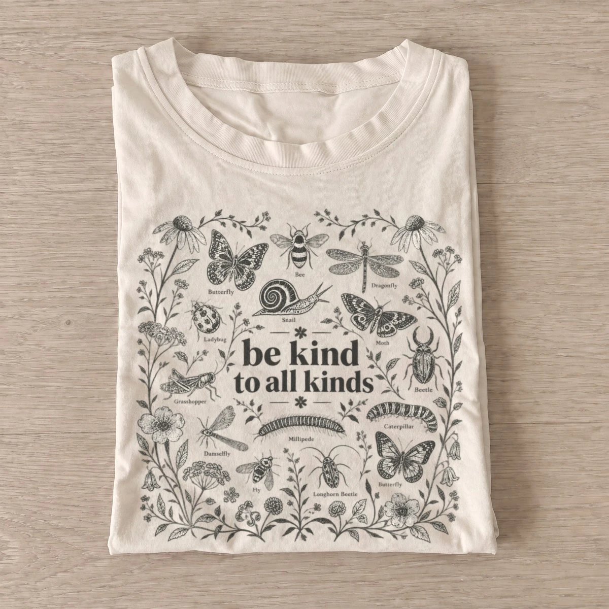 Be kind to all kinds insects t shirt sand20be kind insects.webp