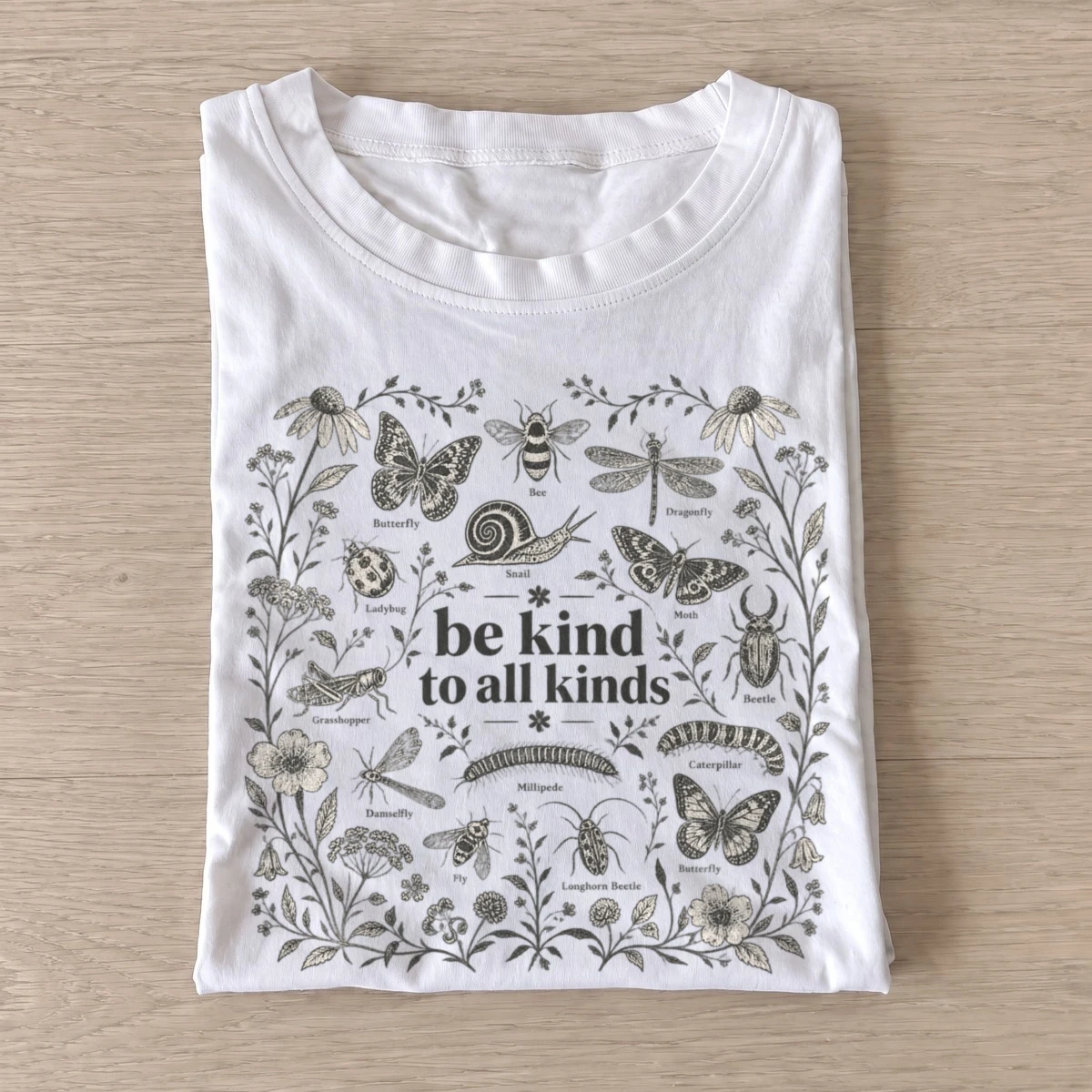 Be kind to all kinds insects t shirt white20be kind insects.webp