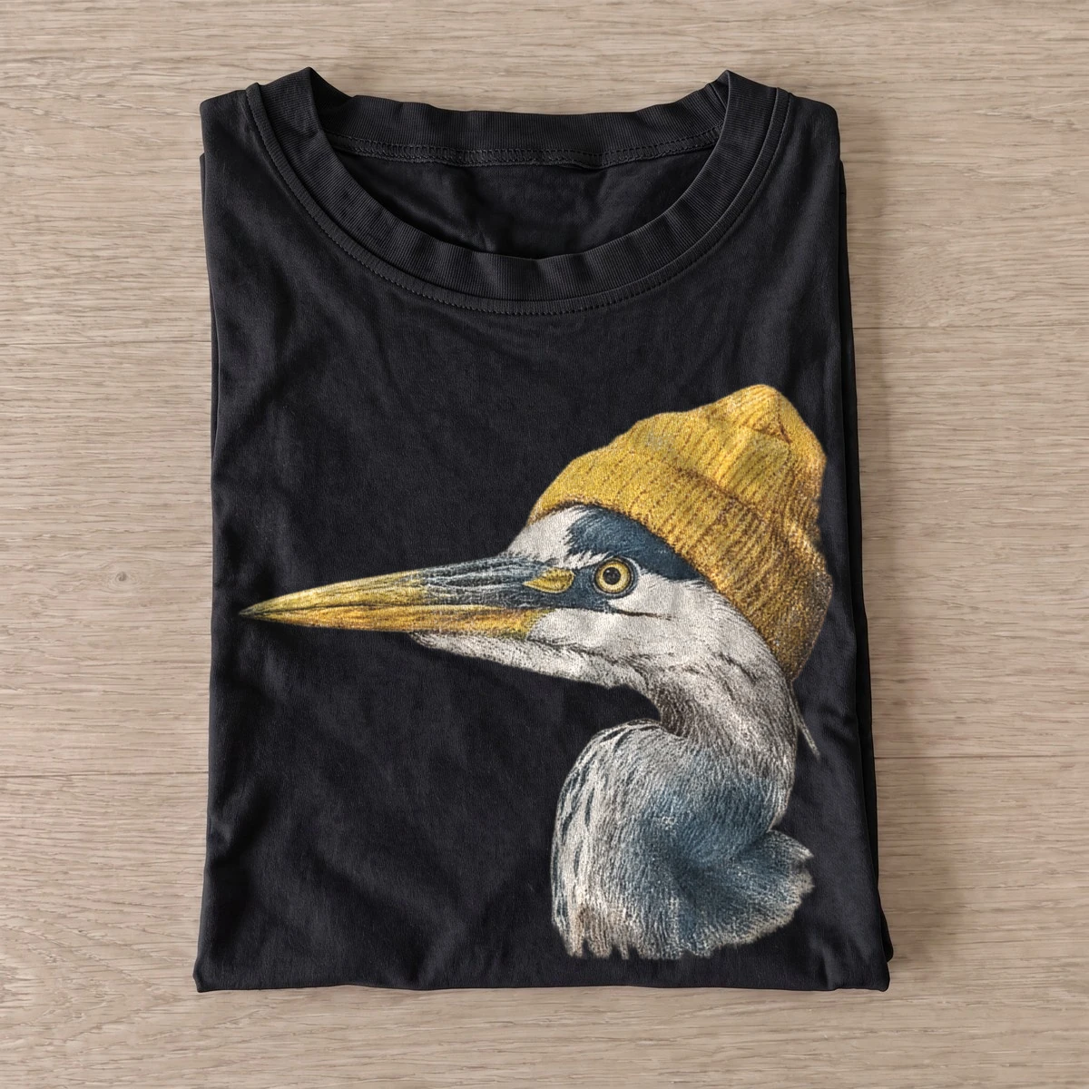 Beanie heron graphic t shirt black20beanie heron.webp
