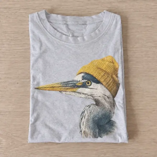 Beanie heron graphic t shirt gray20beanie heron.webp
