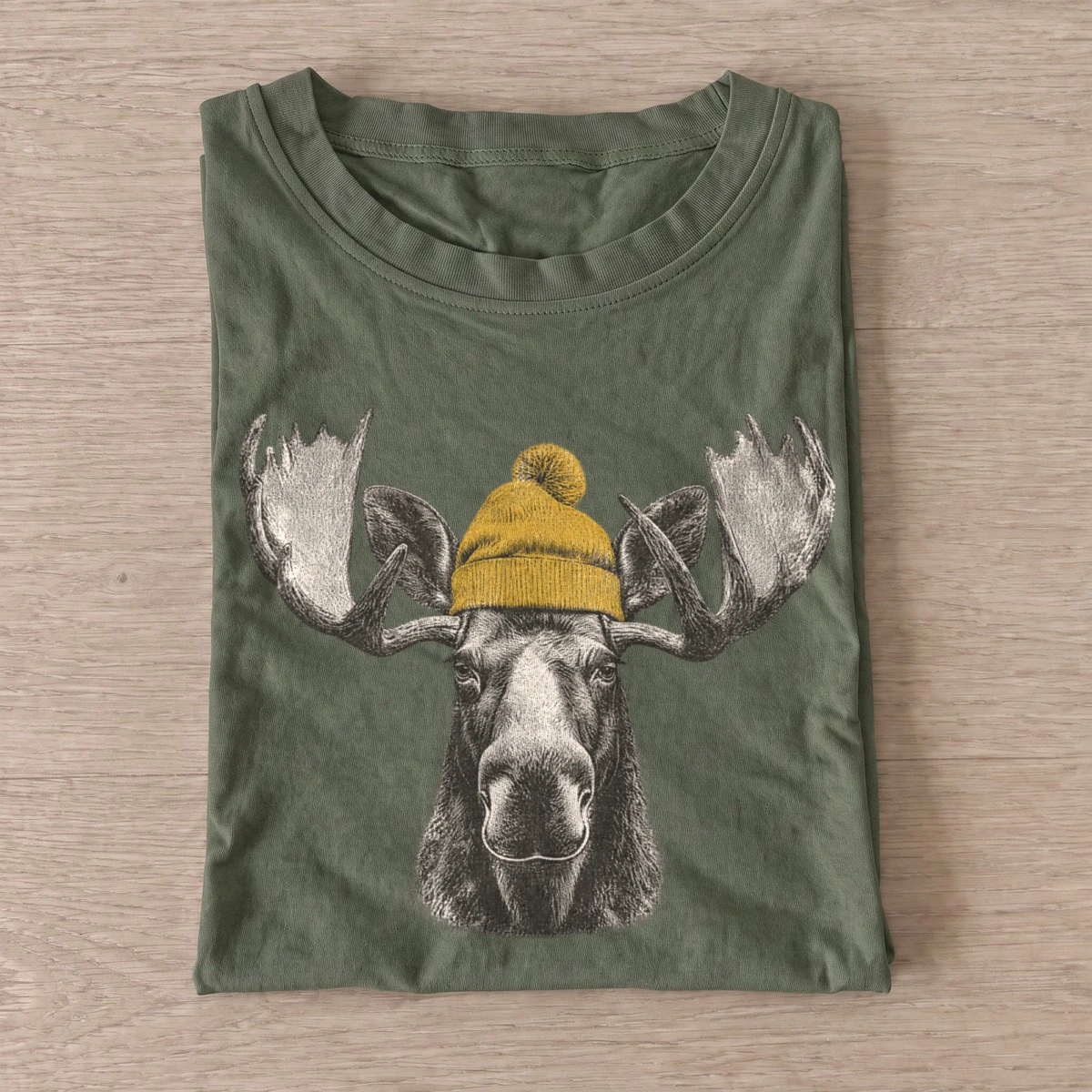 Beanie moose graphic t shirt olive20beanie moose.webp