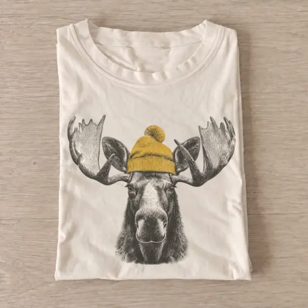Beanie moose graphic t shirt sand20beanie moose.webp