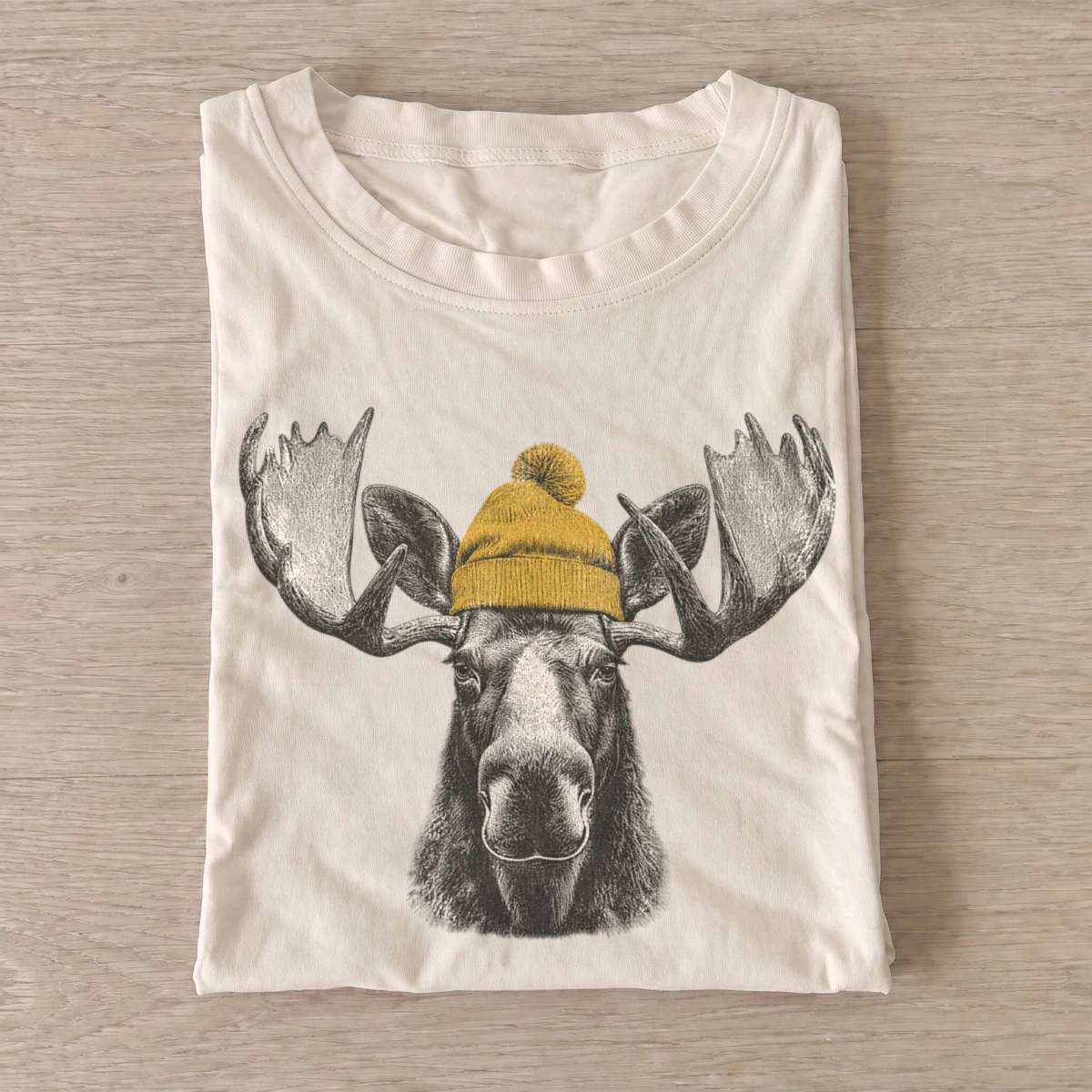 Beanie moose graphic t shirt sand20beanie moose.webp