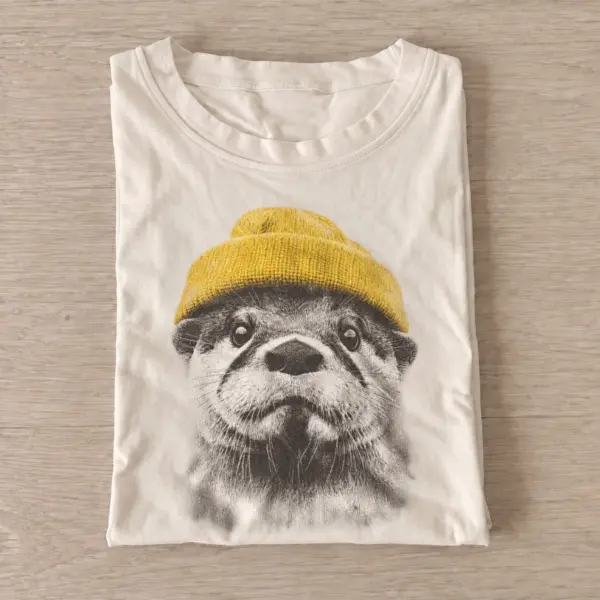 Beanie otter graphic t shirt sand20beanie otter.webp