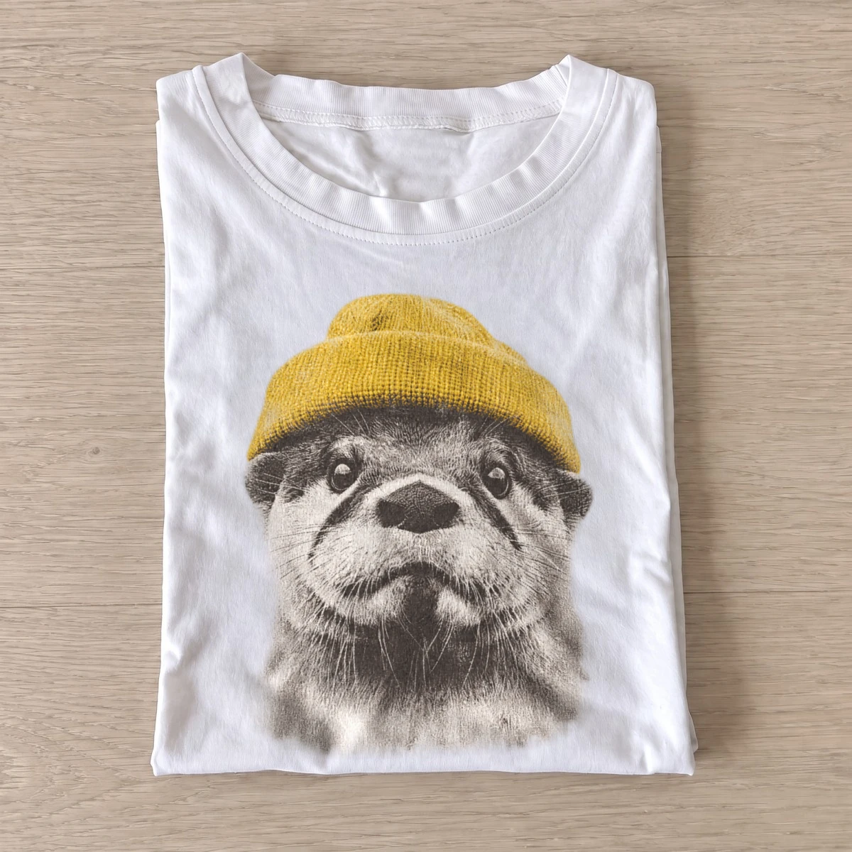 Beanie otter graphic t shirt white20beanie otter.webp