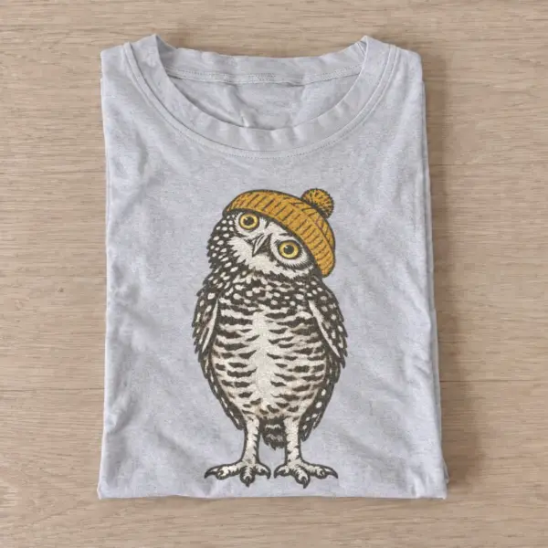 Beanie owl graphic t shirt gray20beanie owl.webp