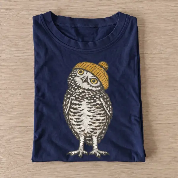 Beanie owl graphic t shirt navy20beanie owl.webp