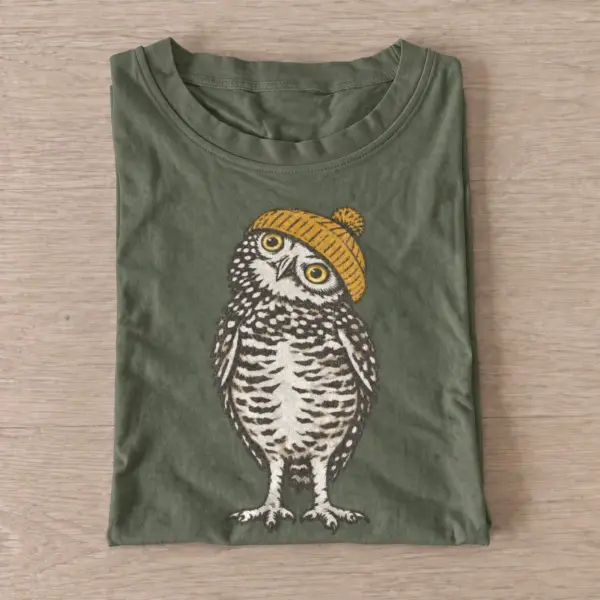 Beanie owl graphic t shirt olive20beanie owl.webp