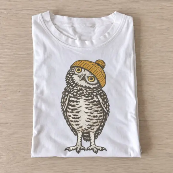 Beanie owl graphic t shirt white20beanie owl.webp