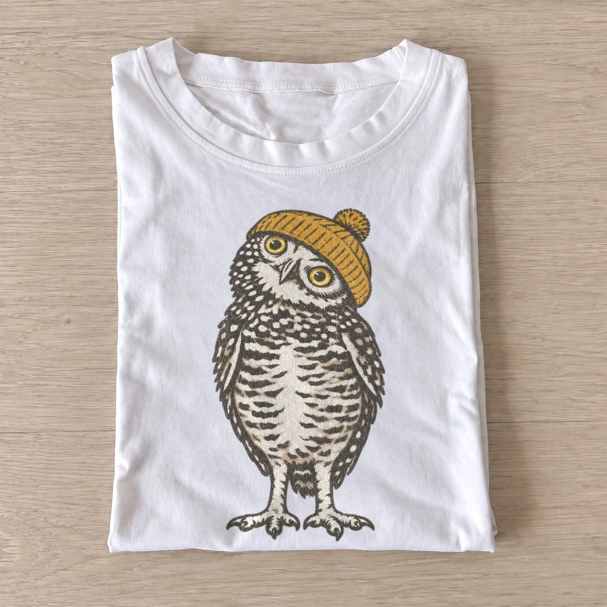Beanie owl graphic t shirt white20beanie owl.webp