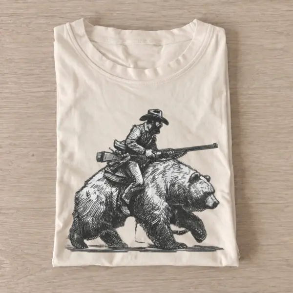 Bear riding cowboy graphic t shirt sand20bear riding cowboy.webp