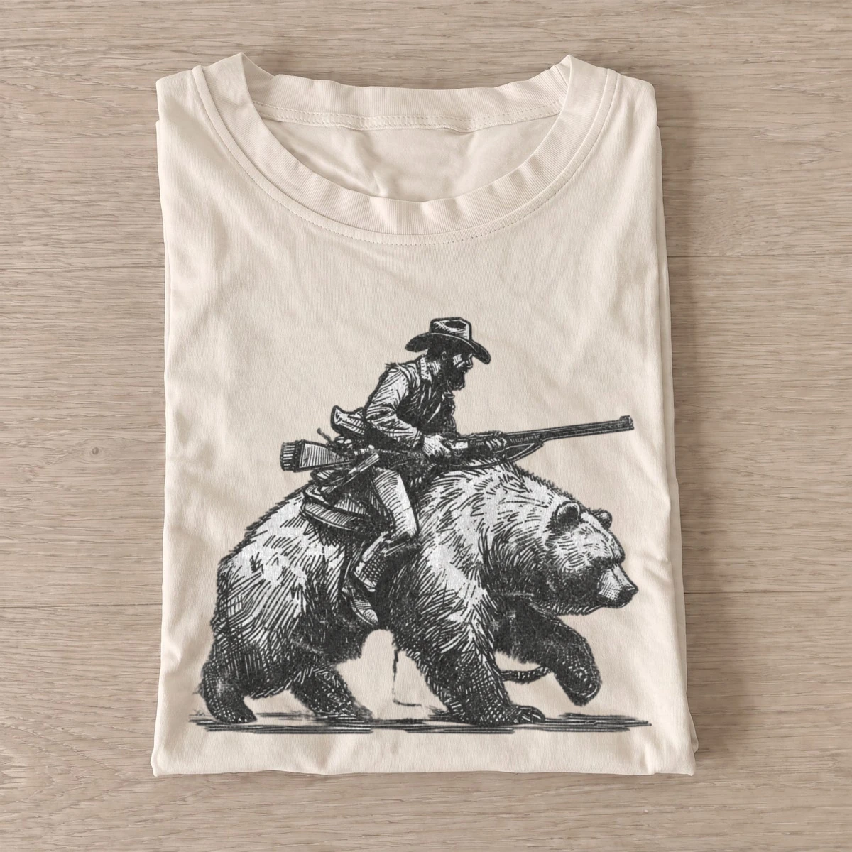 Bear riding cowboy graphic t shirt sand20bear riding cowboy.webp