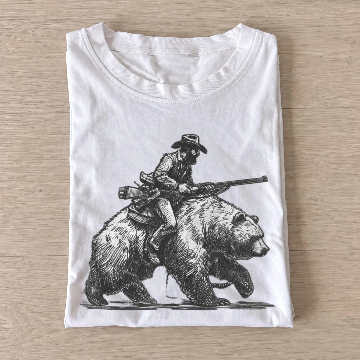 Bear riding cowboy graphic t shirt white20bear riding cowboy.webp