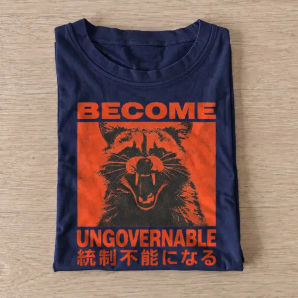 Become ungovernable red raccoon t shirt navy20ungovernable red raccoon.webp