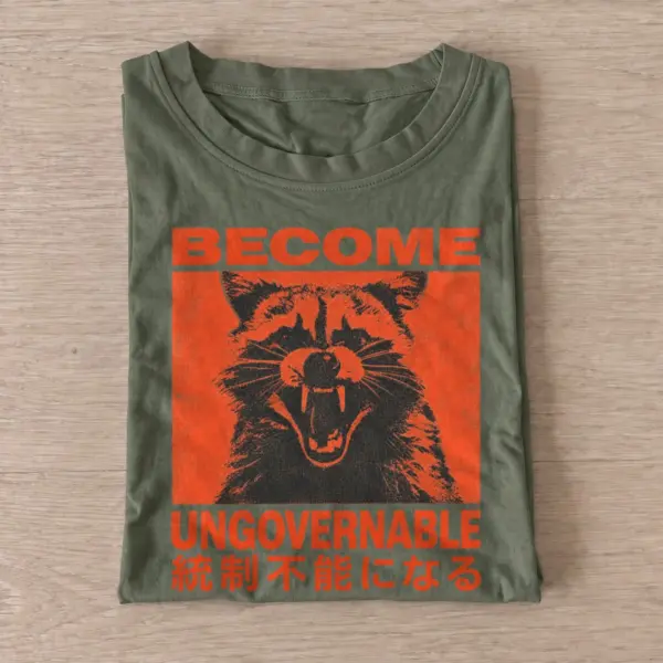 Become ungovernable red raccoon t shirt olive20ungovernable red raccoon.webp