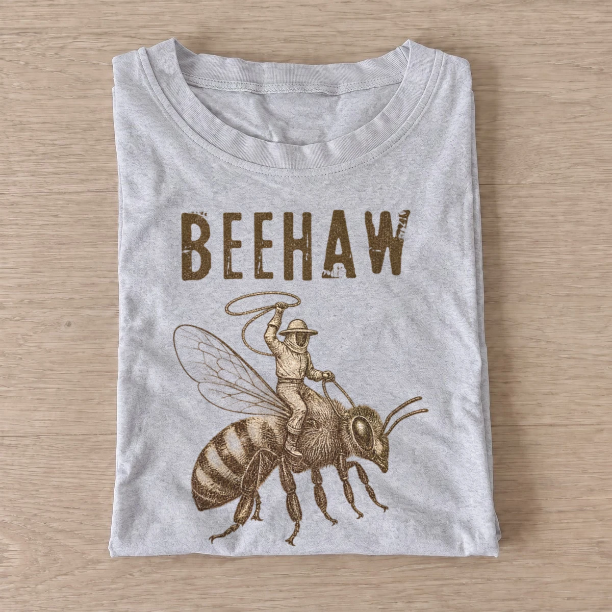 Beehaw cowboy riding bee t shirt gray20beehaw.webp